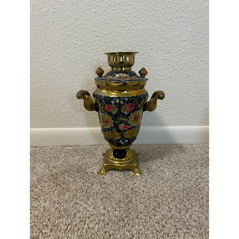 VINTAGE Samovar Tea Pot Russian Hand-Painted Electric